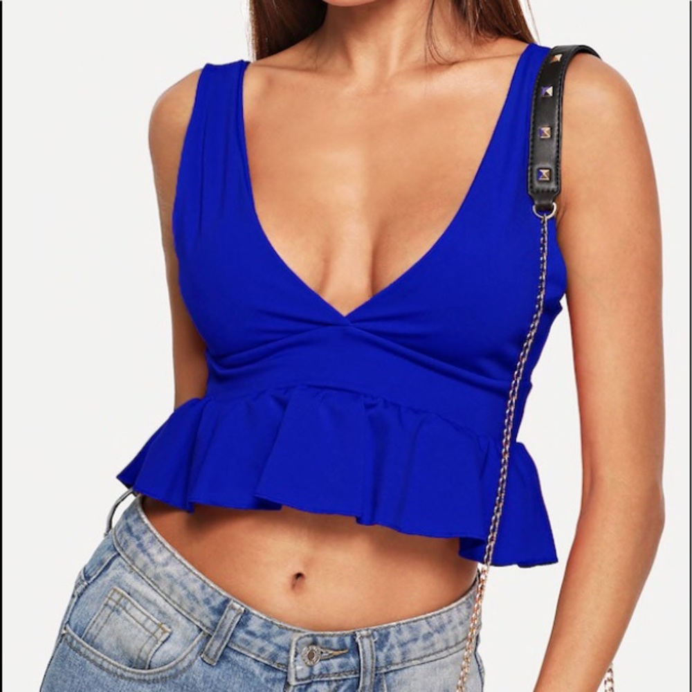 blue v neck top